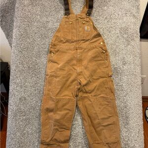 Carhartt Double Knee Bib Overalls Mens 36x31* Brown Canvas Workwear‎ *